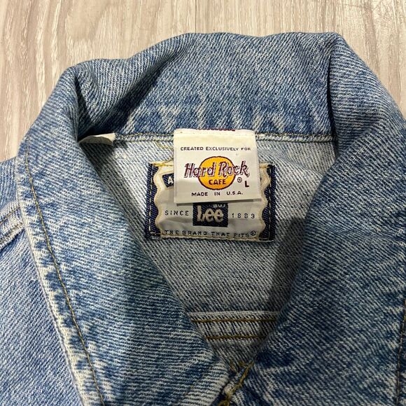 Vintage 90s Hard Rock Cafe New Orleans Lee Jean Jacket Denim Blue Size Medium - Picture 4 of 8
